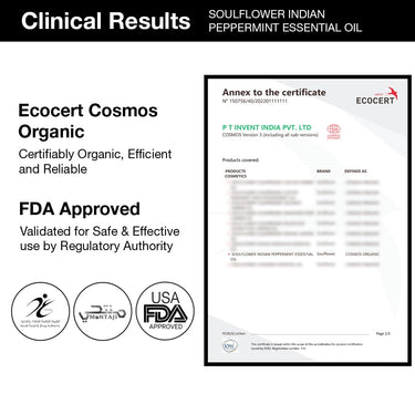 Soulflower Peppermint Essential Oil for Skin & Hair Care, Scalp, Aromatherapy |100% Pure & Natural Therapeutic Grade, Undiluted, Ecocert Cosmos Organic Certified| Mentha Piperita |15ml